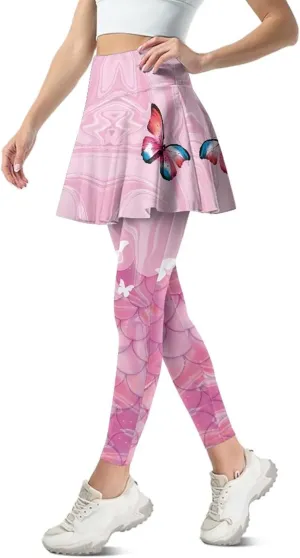 Women's Athletic Skirt with Leggings High Waisted Skort with Leggings Modest Leggings Attached Skirts Tennis Pants