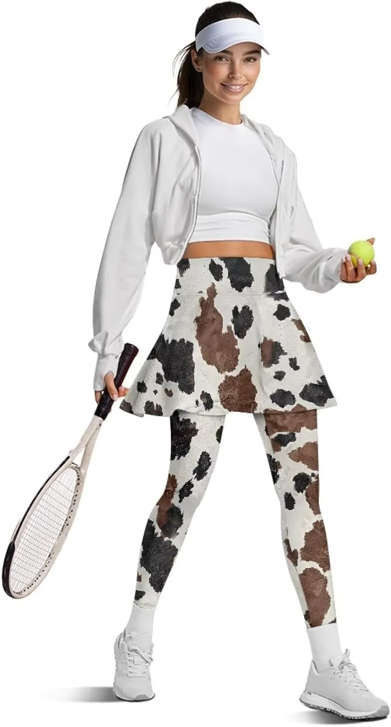 Women's Athletic Skirt with Leggings High Waisted Skort with Leggings Modest Leggings Attached Skirts Tennis Pants