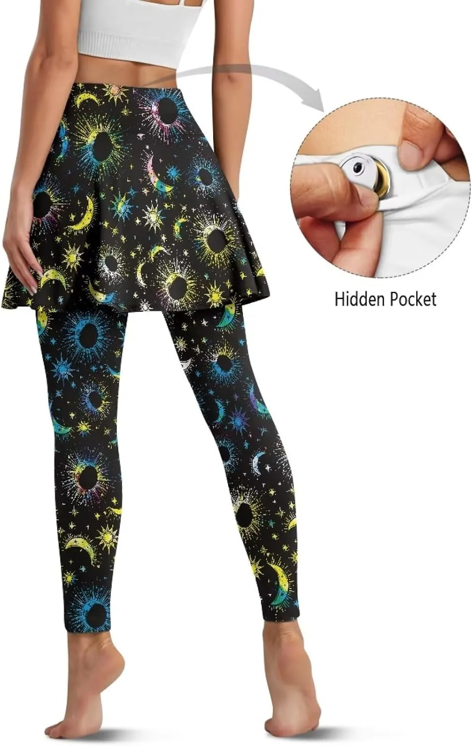 Women's Athletic Skirt with Leggings High Waisted Skort with Leggings Modest Leggings Attached Skirts Tennis Pants