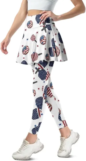 Women's Athletic Skirt with Leggings High Waisted Skort with Leggings Modest Leggings Attached Skirts Tennis Pants