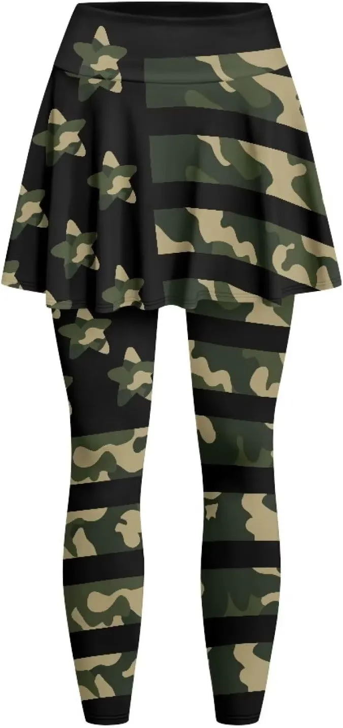 Women's Athletic Skirt with Leggings High Waisted Skort with Leggings Modest Leggings Attached Skirts Tennis Pants