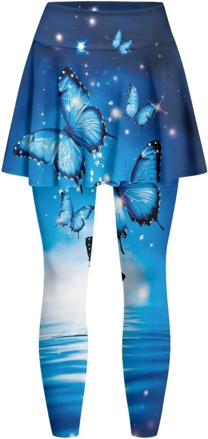 Women's Athletic Skirt with Leggings High Waisted Skort with Leggings Modest Leggings Attached Skirts Tennis Pants