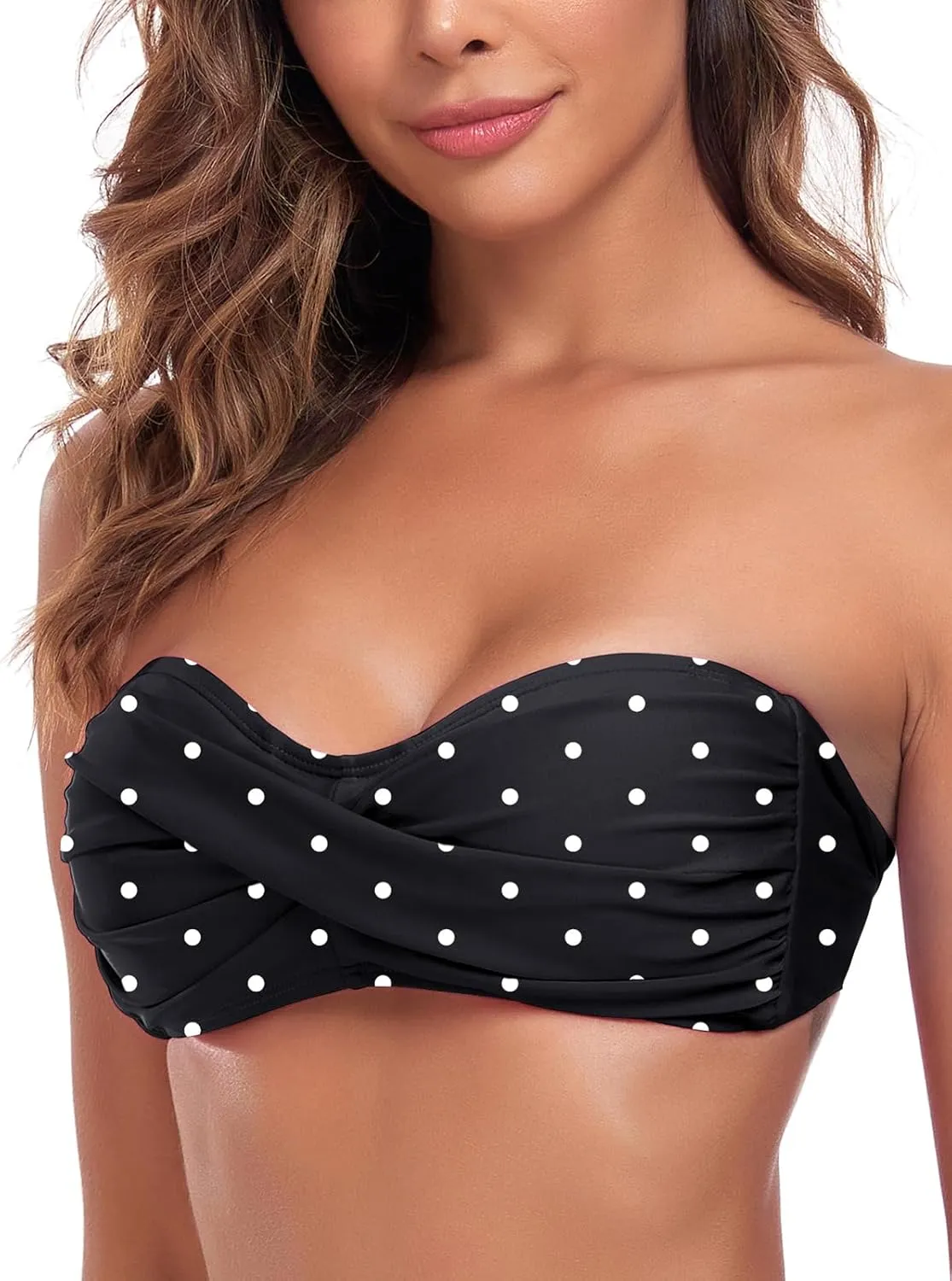 Women's Bandeau Bikini Top Strapless Tie Back Bathing Suit Top