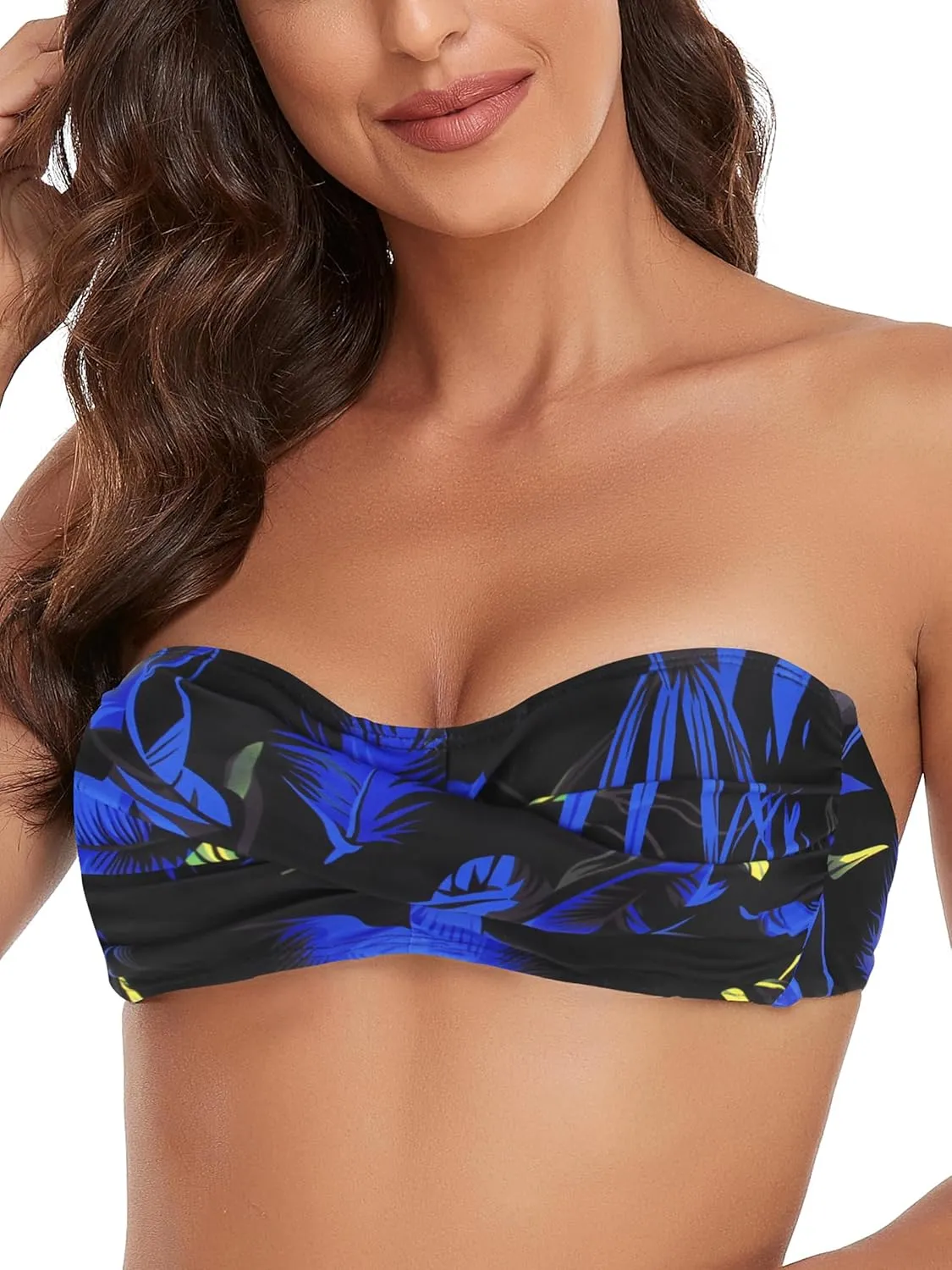 Women's Bandeau Bikini Top Strapless Tie Back Bathing Suit Top