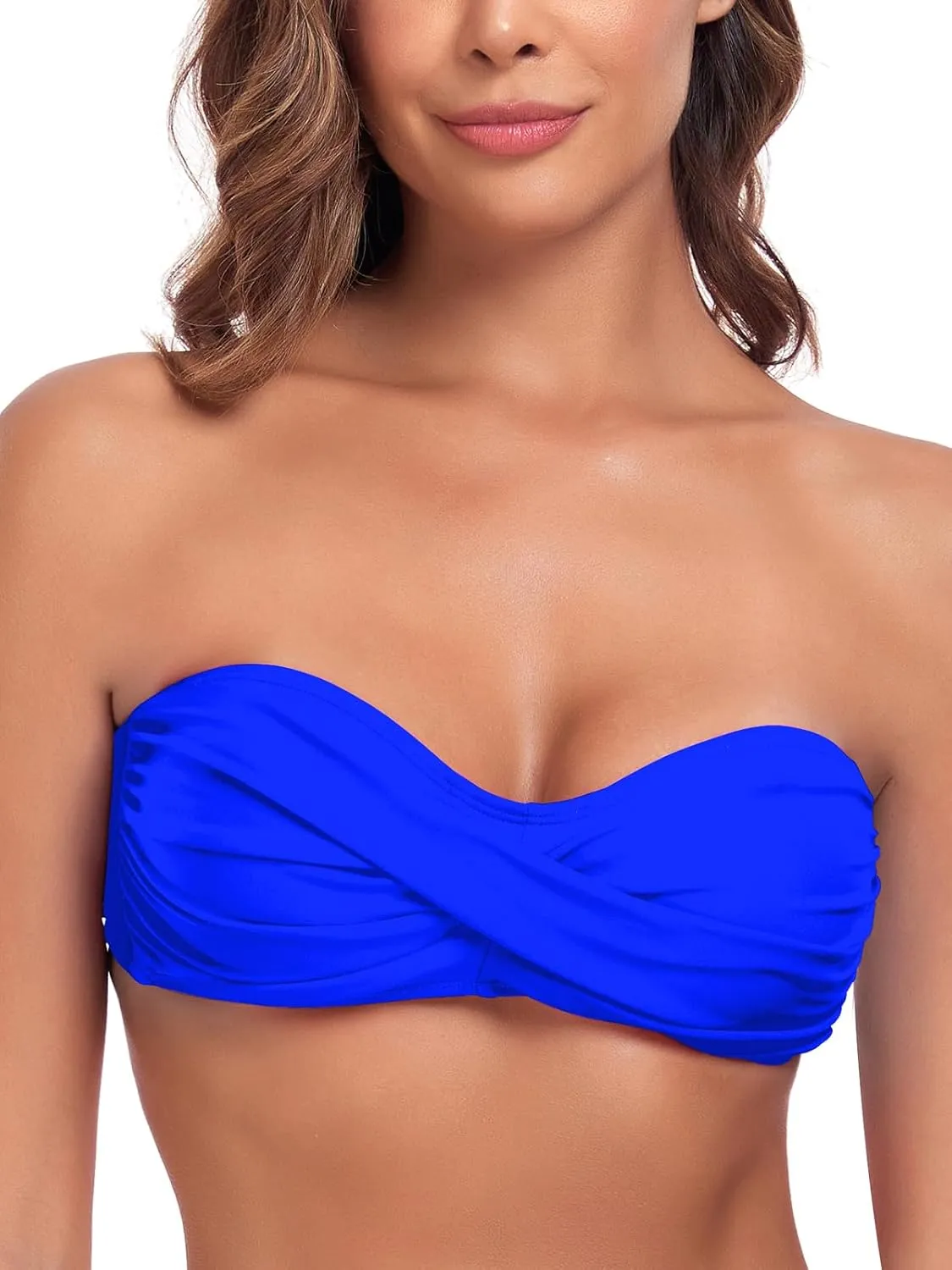Women's Bandeau Bikini Top Strapless Tie Back Bathing Suit Top