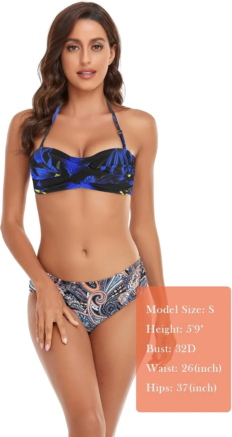 Women's Bandeau Bikini Top Strapless Tie Back Bathing Suit Top
