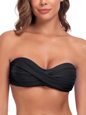 Women's Bandeau Bikini Top Strapless Tie Back Bathing Suit Top