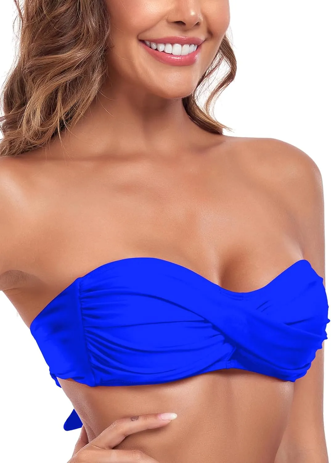 Women's Bandeau Bikini Top Strapless Tie Back Bathing Suit Top