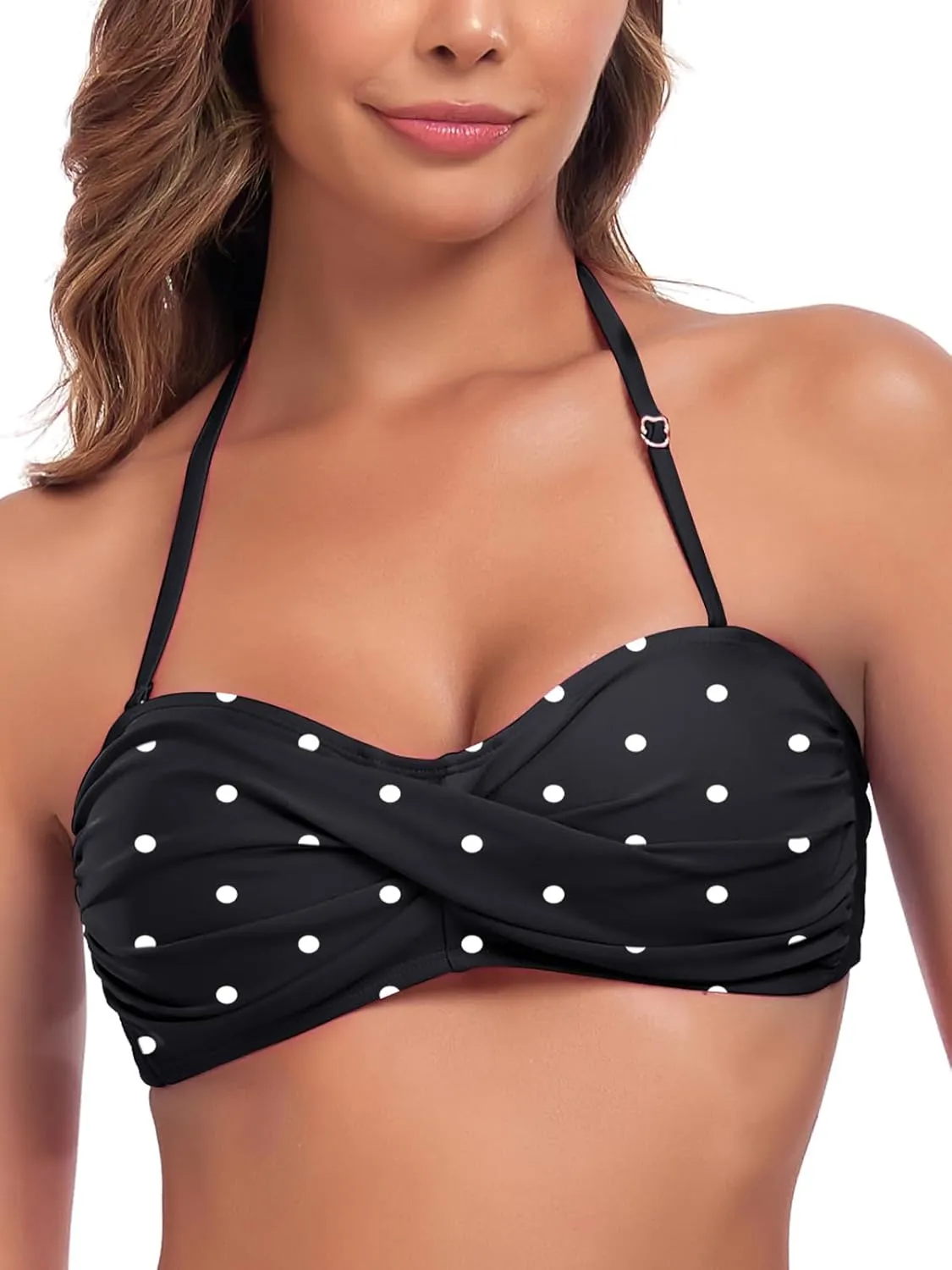 Women's Bandeau Bikini Top Strapless Tie Back Bathing Suit Top