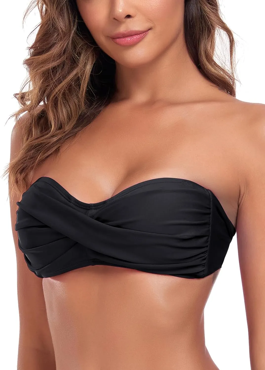 Women's Bandeau Bikini Top Strapless Tie Back Bathing Suit Top