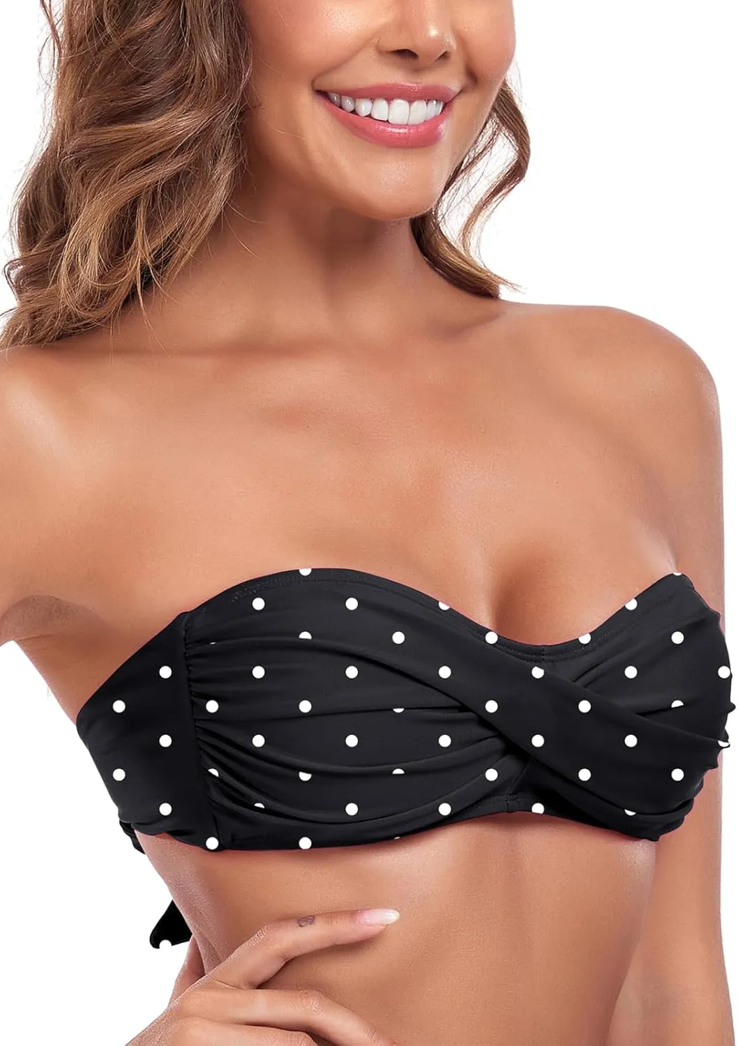 Women's Bandeau Bikini Top Strapless Tie Back Bathing Suit Top