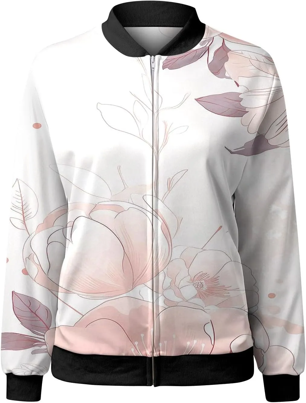 Women's Bomber Jacket 2024 Long Sleeve Classic Gradient Print Jacket Casual Daily Lightweight Short Outwear Tops