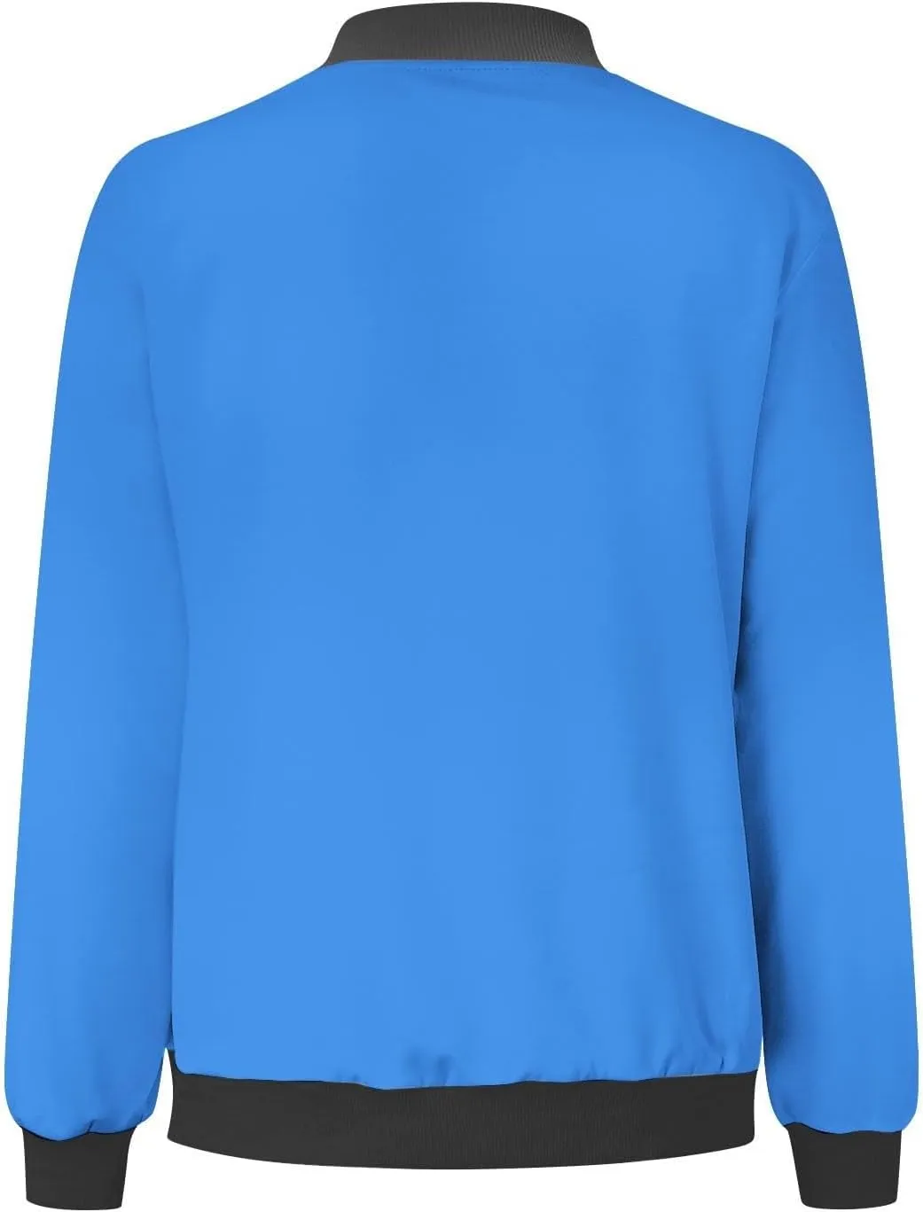 Women's Casual Floral Zip Up Bomber Jacket Long Sleeve Coat Stand Collar Lightweight Short Outwear Tops