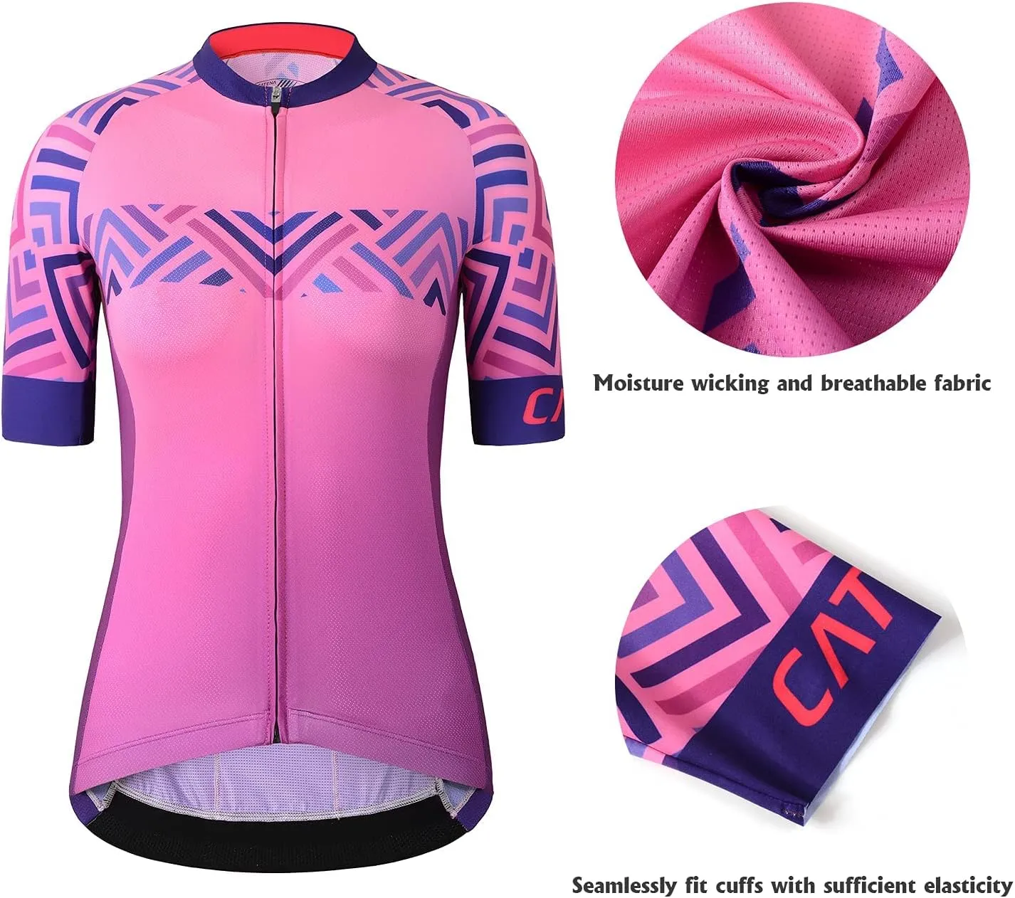 Women's Cycling Jersey Short Sleeve Shirt High Elastic Athletic Training Sports T-Shirt