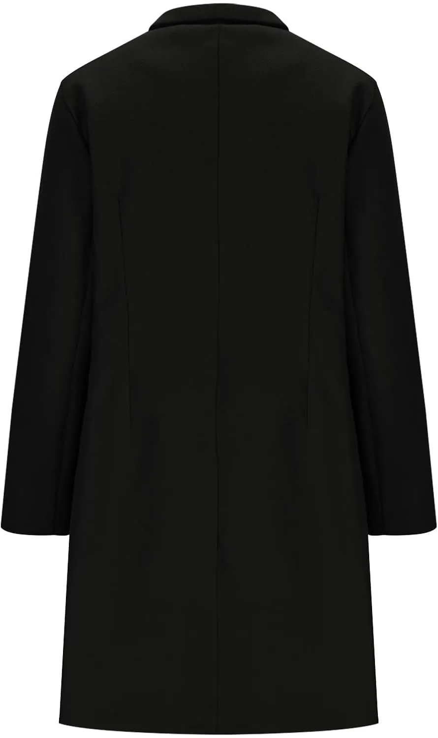 Womens Fashion Trench Coat Wool Blend Single Breasted Woolen Pea Coats Long Sleeve Business Casual Long Jackets
