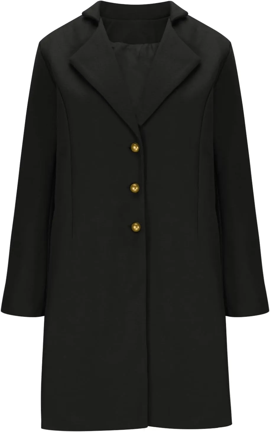 Womens Fashion Trench Coat Wool Blend Single Breasted Woolen Pea Coats Long Sleeve Business Casual Long Jackets