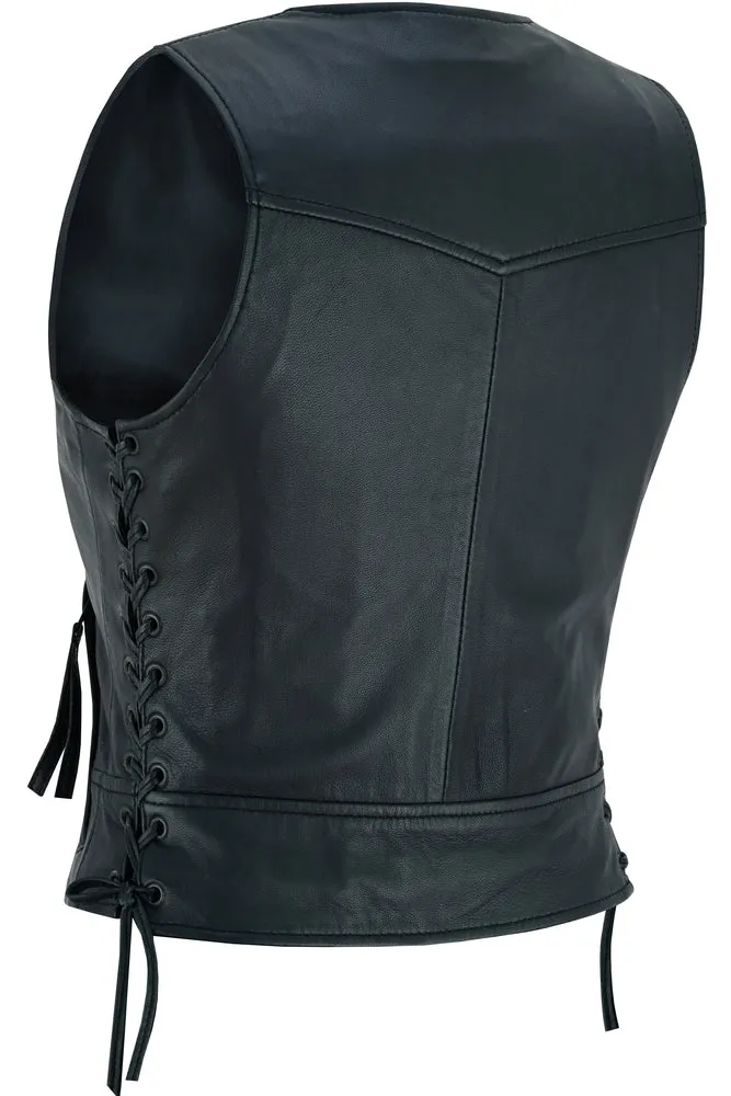 WOMEN'S LIGHTWEIGHT MOTORCYCLE VEST WITH RIVETS DETAILING
