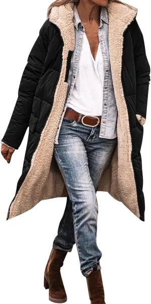 Womens Long Puffer Coat Packable Down Jacket Ultralight Parkas Jacket Maxi Zip Up Winter Hooded Insulated Coat