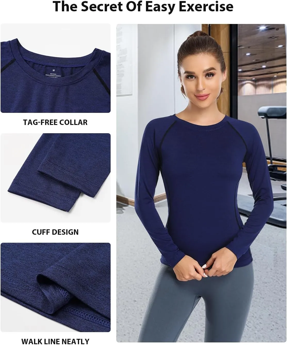 Womens Long Sleeve Moisture Wicking Tee Shirt Long Sleeve Workout Tops for Women Dry Fit Yoga Athletic Running T Shirt