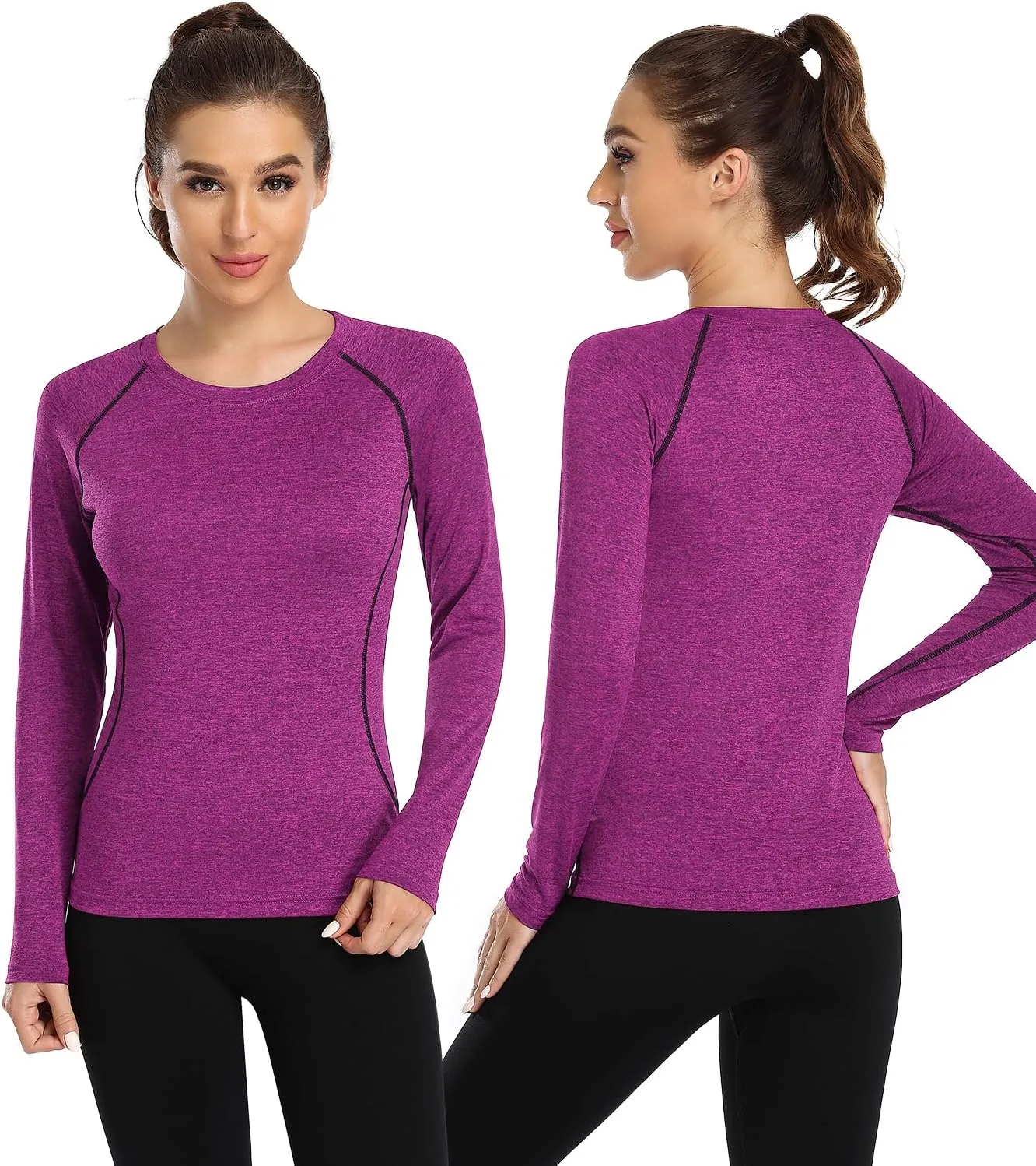 Womens Long Sleeve Moisture Wicking Tee Shirt Long Sleeve Workout Tops for Women Dry Fit Yoga Athletic Running T Shirt