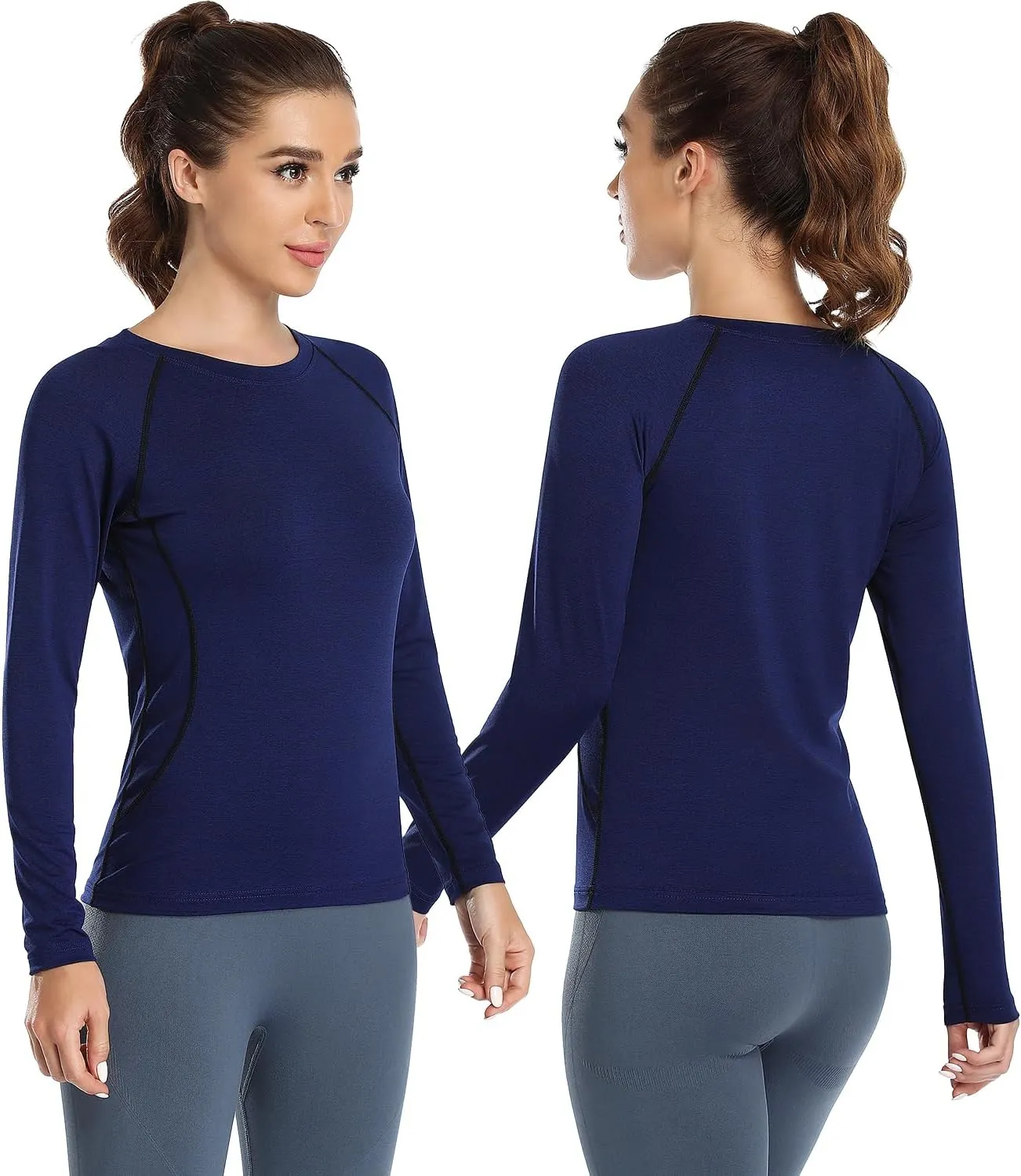 Womens Long Sleeve Moisture Wicking Tee Shirt Long Sleeve Workout Tops for Women Dry Fit Yoga Athletic Running T Shirt