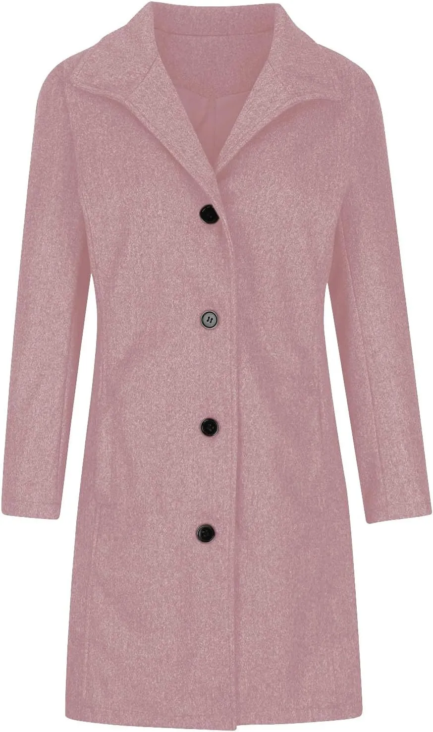 Womens Pea Coat Winter Fall Classic Button Down Stand Collar Peacoat Dressy Casual Elegant Trench Coat with Pocket