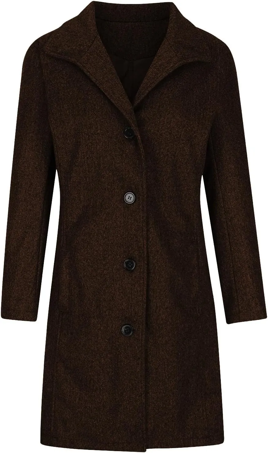 Womens Pea Coat Winter Fall Classic Button Down Stand Collar Peacoat Dressy Casual Elegant Trench Coat with Pocket