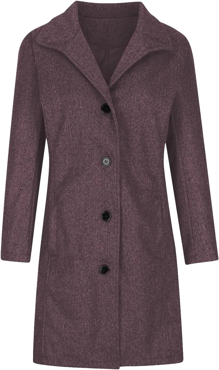 Womens Pea Coat Winter Fall Classic Button Down Stand Collar Peacoat Dressy Casual Elegant Trench Coat with Pocket