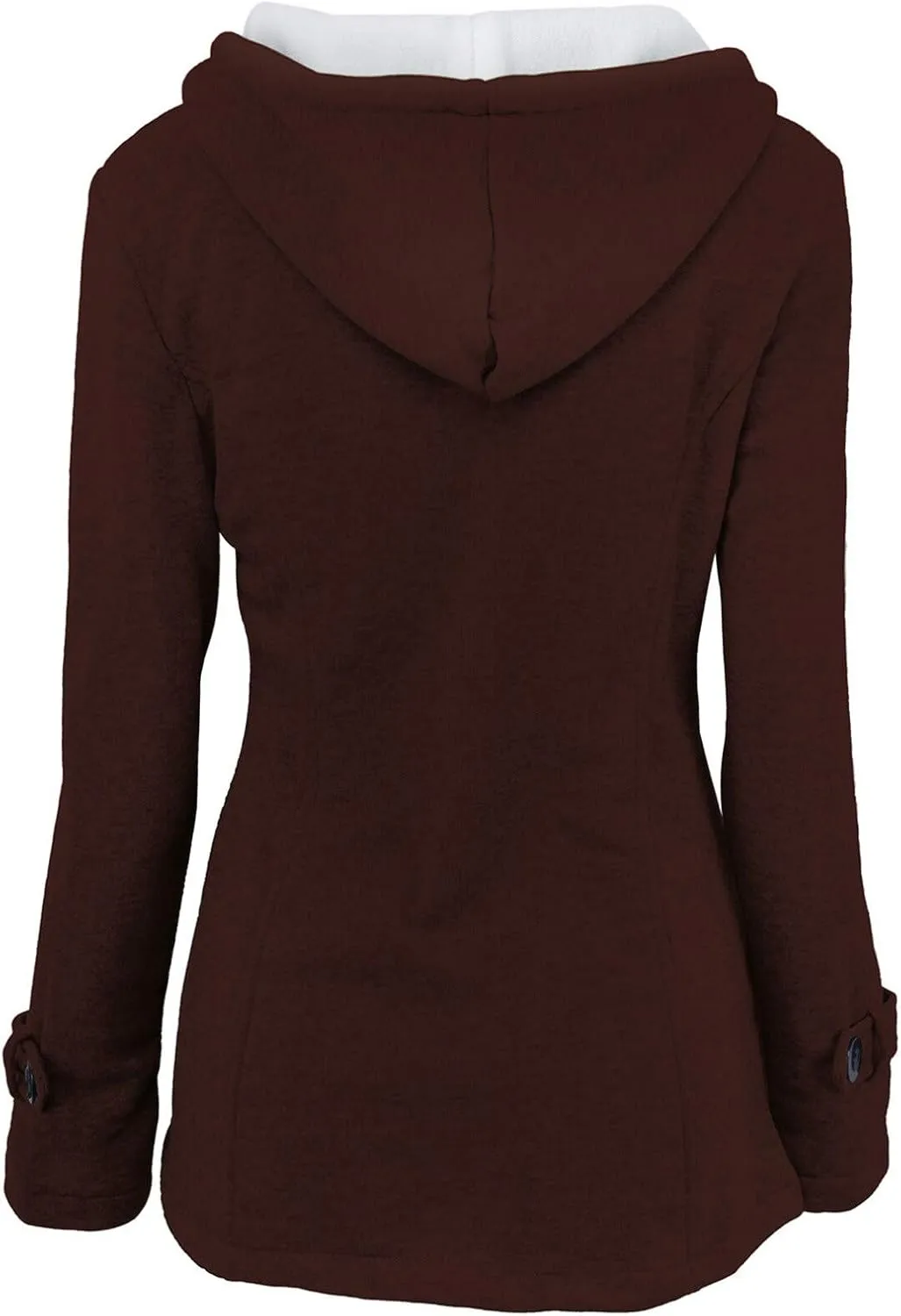 Womens Plus Size Horn Button Fleece Thicken Coat with Hood Winter Warm Jacket 2023 Fashion Casual Outerwear