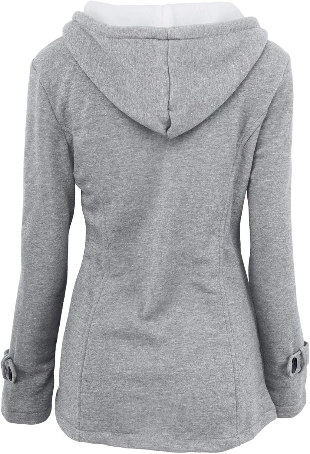 Womens Plus Size Horn Button Fleece Thicken Coat with Hood Winter Warm Jacket 2023 Fashion Casual Outerwear