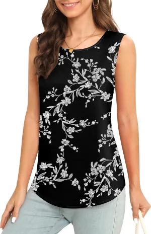 Women's Sleeveless Chiffon Tank Top Business Casual Blouse Tunic Top
