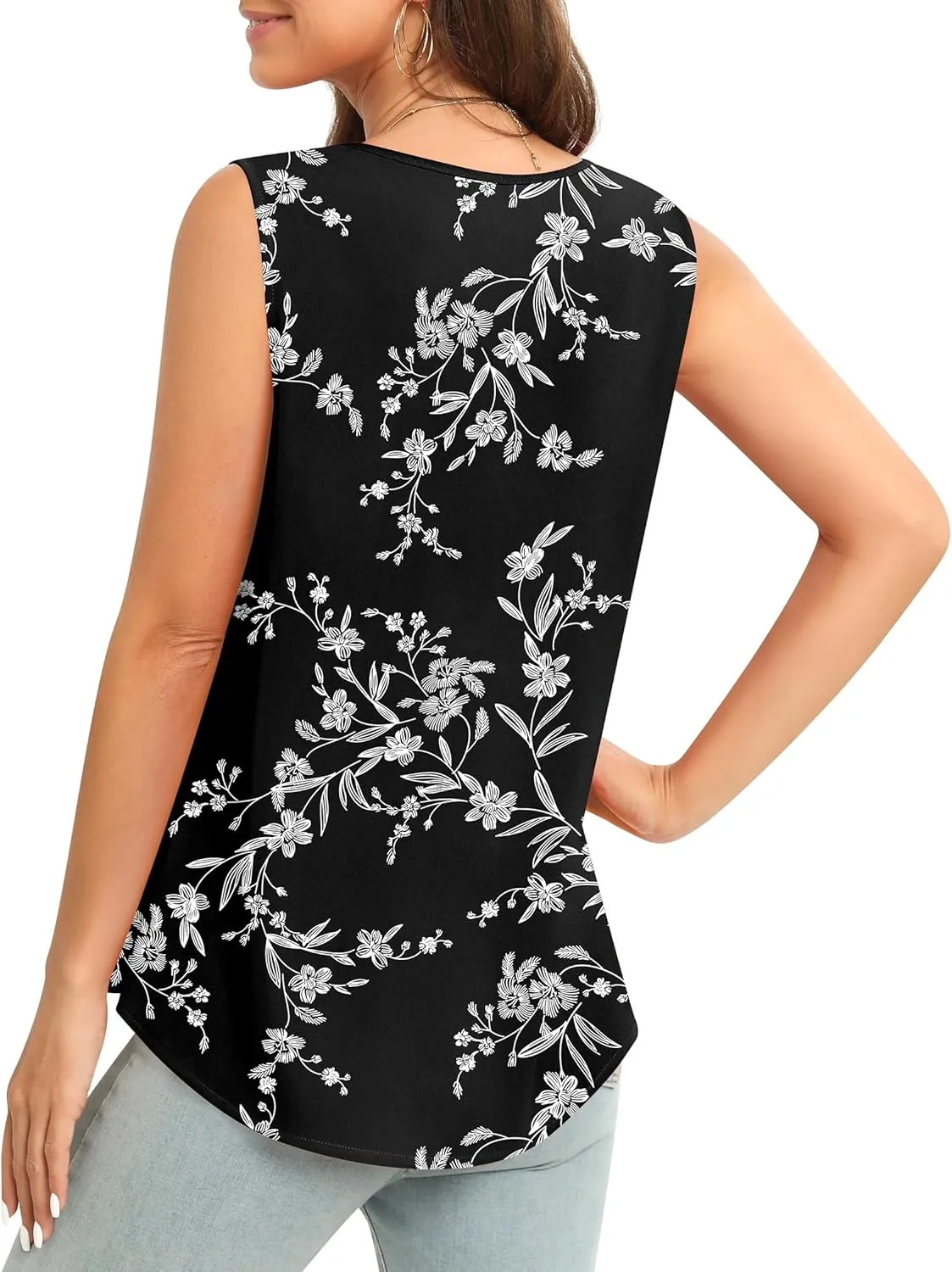 Women's Sleeveless Chiffon Tank Top Business Casual Blouse Tunic Top