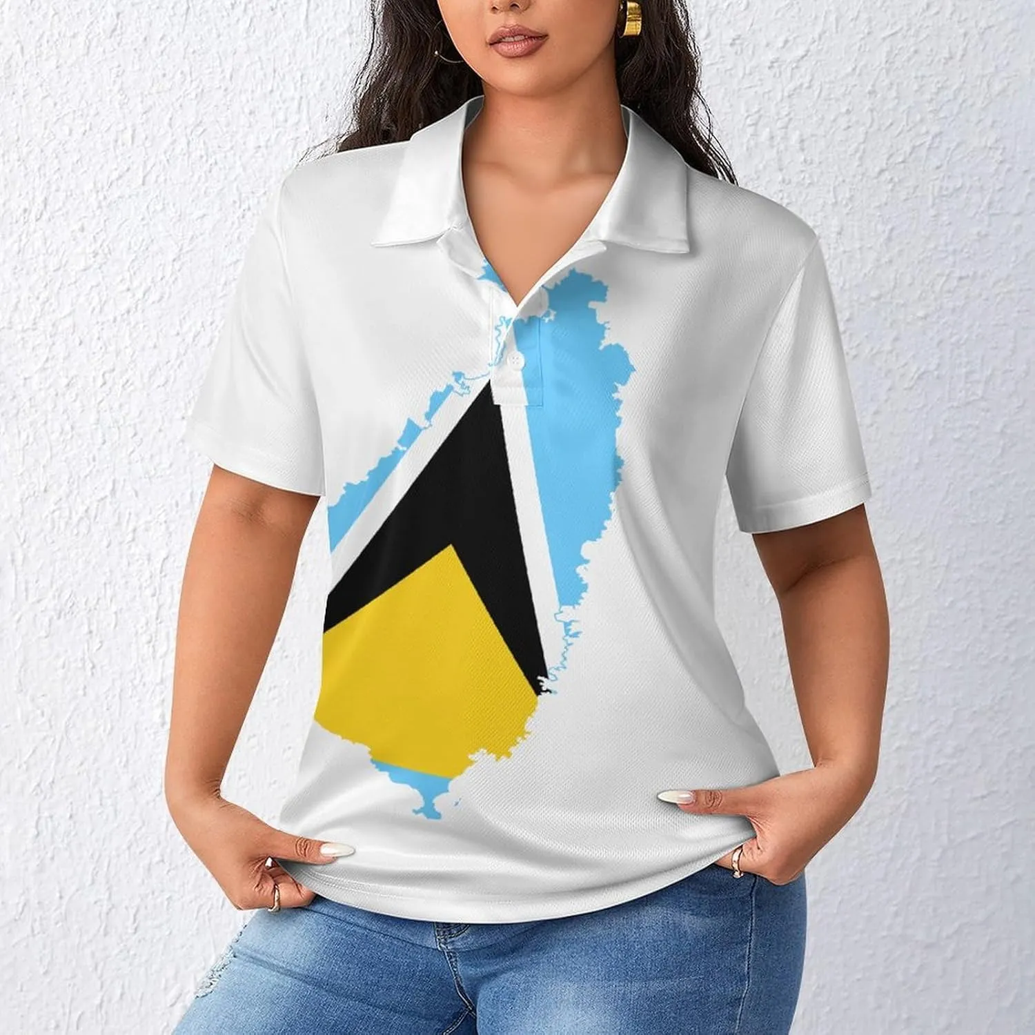 Women's Sport Australian Flag Polo-Shirt Soft Short-Sleeve Polo-Shirt for Women