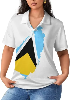 Women's Sport Australian Flag Polo-Shirt Soft Short-Sleeve Polo-Shirt for Women