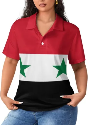 Women's Sport Australian Flag Polo-Shirt Soft Short-Sleeve Polo-Shirt for Women