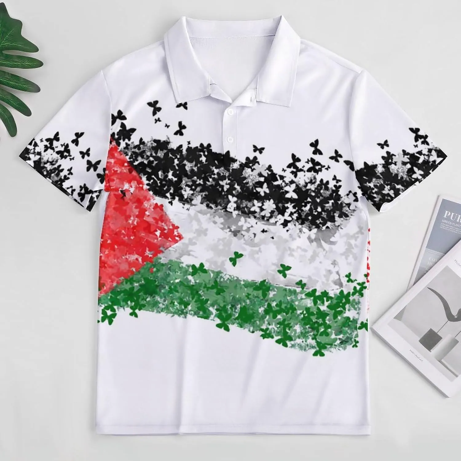 Women's Sport Palestine Flag Polo-Shirt Business Short-Sleeve Polo-Shirt for Women