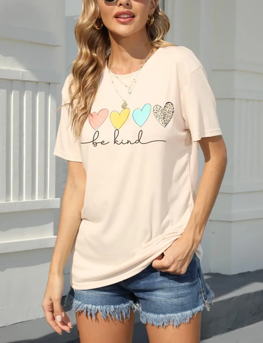 Womens T Shirts Be Kind Shirt Cute Graphic Blessed Shirt Short Sleeve Tees Funny Inspirational Teacher T-Shirt Tops