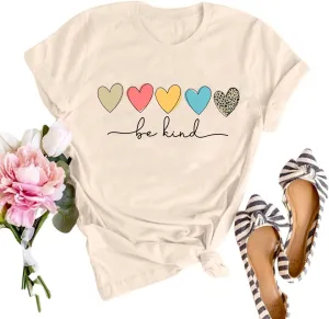Womens T Shirts Be Kind Shirt Cute Graphic Blessed Shirt Short Sleeve Tees Funny Inspirational Teacher T-Shirt Tops