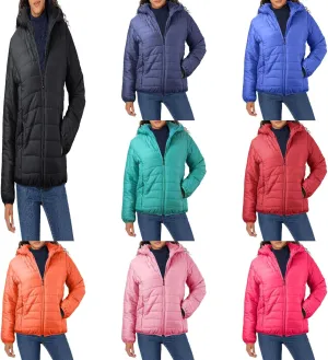 Womens Temperament Thicken Winter Puffer Coats Hooded Pocket Zipper Daily Outdoor Down Coat Casual Warm Fitted Overcoat