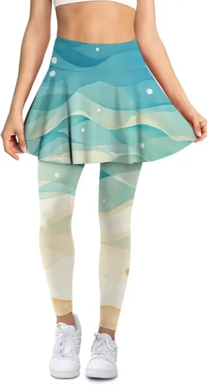 Women's Tennis Leggings with Skirts and Pockets - Soft, Comfortable Athletic Skirt with Leggings