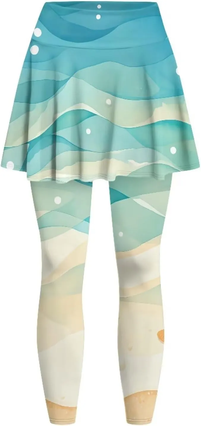Women's Tennis Leggings with Skirts and Pockets - Soft, Comfortable Athletic Skirt with Leggings