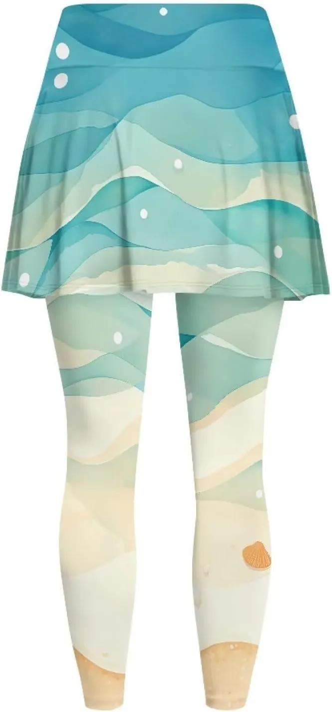 Women's Tennis Leggings with Skirts and Pockets - Soft, Comfortable Athletic Skirt with Leggings