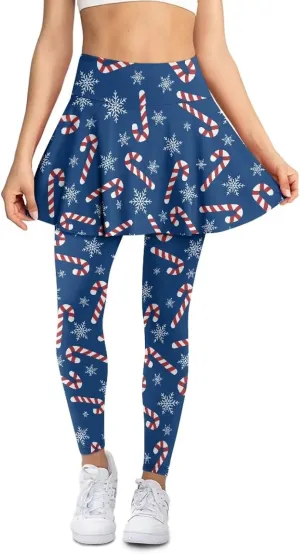 Women's Tennis Leggings with Skirts and Pockets - Soft, Comfortable Athletic Skirt with Leggings