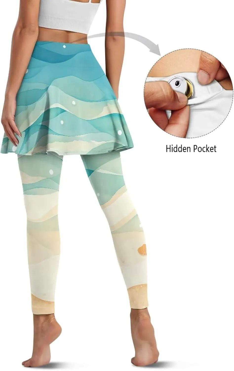Women's Tennis Leggings with Skirts and Pockets - Soft, Comfortable Athletic Skirt with Leggings