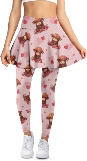 Women's Tennis Leggings with Skirts and Pockets - Soft, Comfortable Athletic Skirt with Leggings