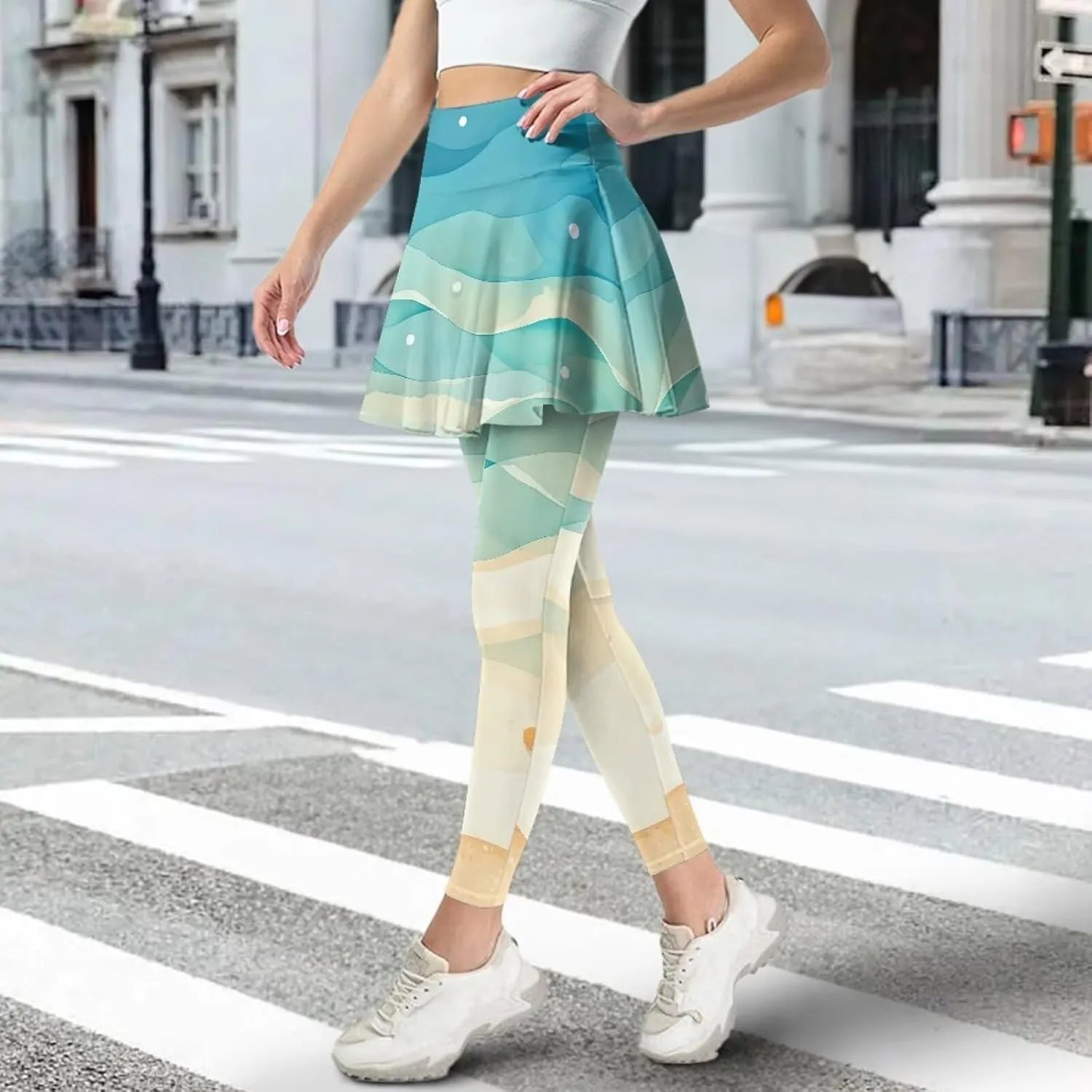 Women's Tennis Leggings with Skirts and Pockets - Soft, Comfortable Athletic Skirt with Leggings