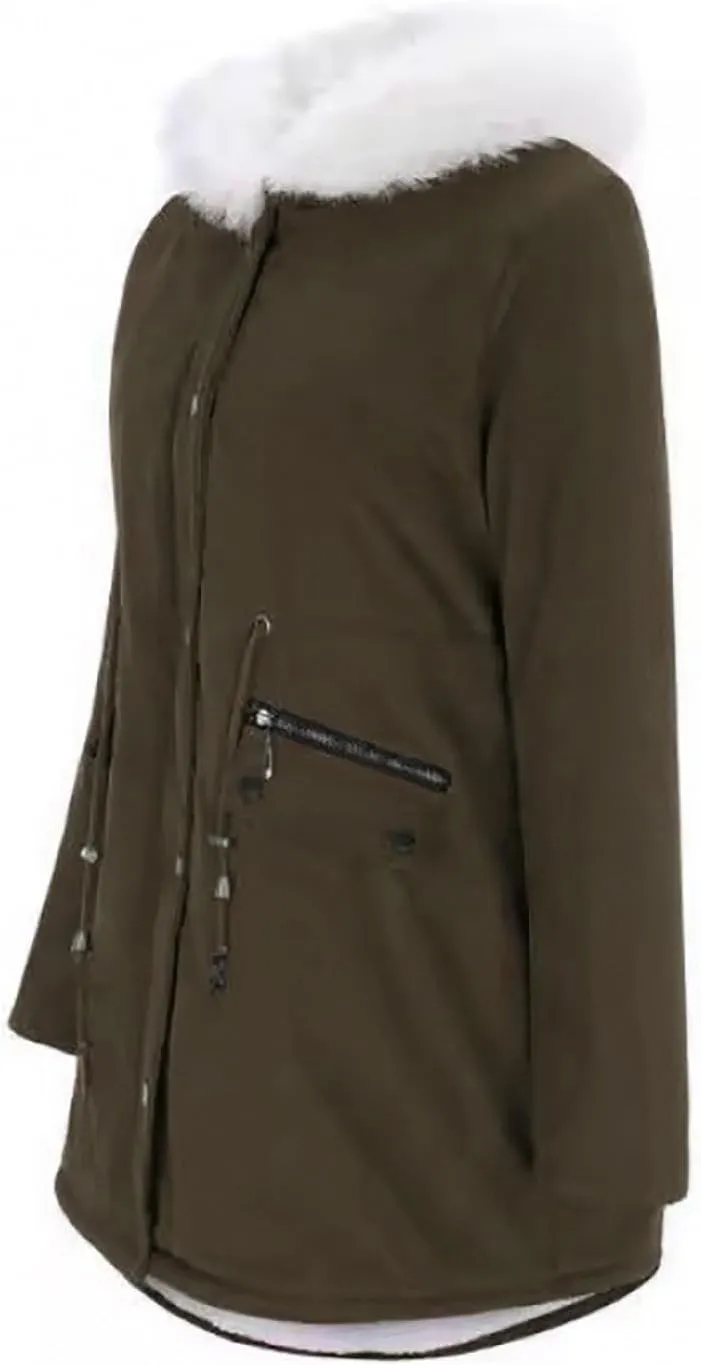 Women's Thickened Down Jacket Jacket with Collar Loose Winter Coat Long-Sleeve Water Resistant Women's Parka Jacket