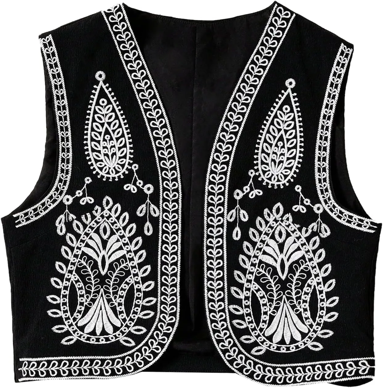 Women's Tribal Print Open Front Crop Top Sleeveless Jacket Vests Top