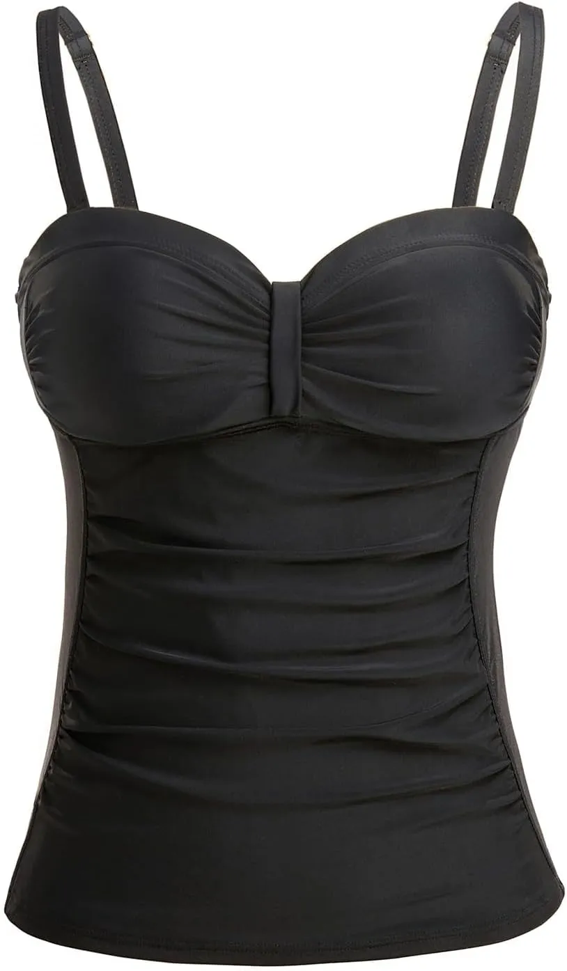 Women's Underwire Tankini Top Only Tummy Control Swimsuit Top Push Up Bathing Suit Top No Bottom