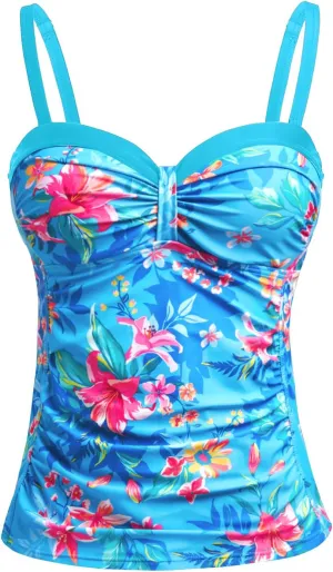 Women's Underwire Tankini Top Only Tummy Control Swimsuit Top Push Up Bathing Suit Top No Bottom